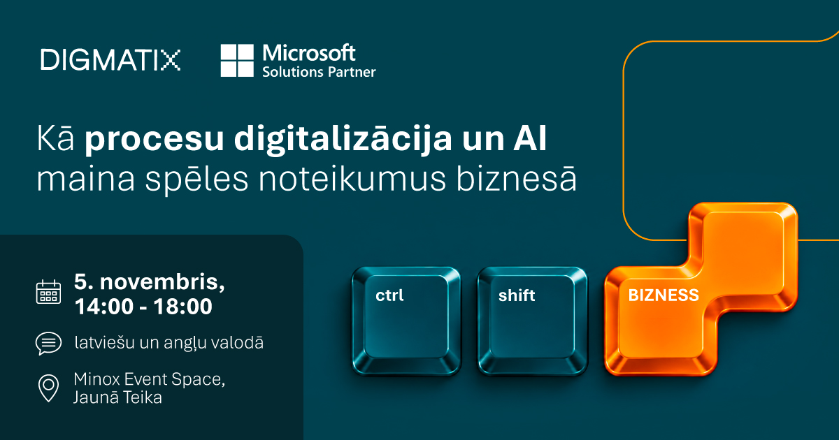CTRL + SHIFT + BIZNESS. Kā procesu digitalizācija un AI maina spēles noteikumus biznesā?